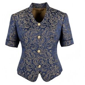 VTG Diana Ponce Victorian embroidered Brocade Jacquard Baroque Blazer sz 15